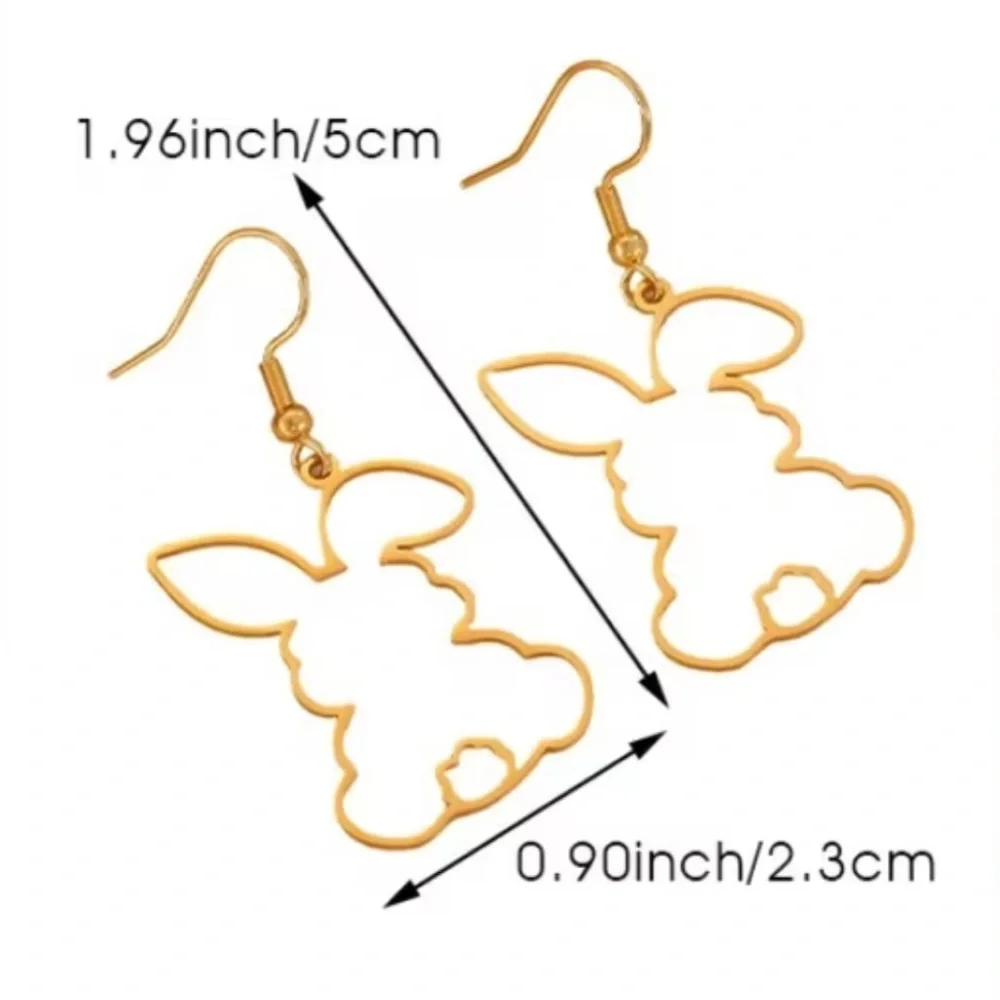 Silver Tone Bunny Outline Dangle Earrings_3
